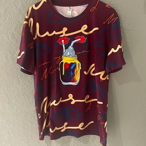 Fifth Loop Men’s Streetwear Lips Straw Drinking Muse Short Sleeve X-LARGE